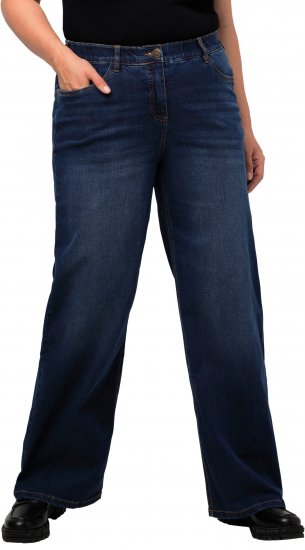 Ulla Popken Mary Fit Wide Leg Stretch Jeans Blue Denim - Jeans & Calças Femininas em Tamanhos Grandes – Plus Size - 