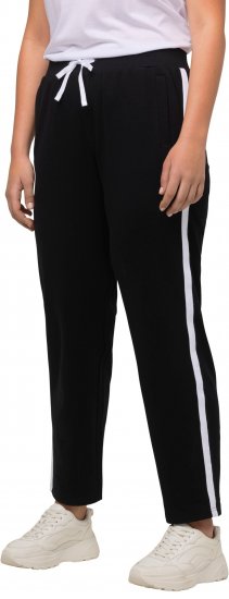 Ulla Popken Side Stripe Adjustable Drawstring Waist Joggers Black - Jeans & Calças Femininas em Tamanhos Grandes – Plus Size - 