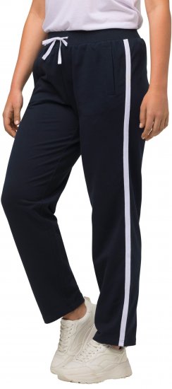 Ulla Popken Side Stripe Adjustable Drawstring Waist Joggers Navy - Jeans & Calças Femininas em Tamanhos Grandes – Plus Size - 