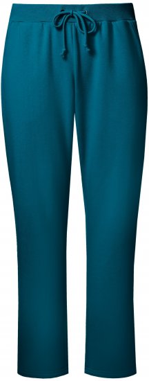 Ulla Popken Basic Drawstring Elastic Waist Cotton Blend Joggers Cerulean - Jeans & Calças Femininas em Tamanhos Grandes – Plus Size - 