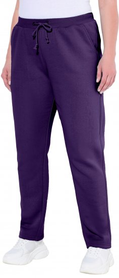 Ulla Popken Basic Drawstring Elastic Waist Cotton Blend Joggers Deep Violet - Jeans & Calças Femininas em Tamanhos Grandes – Plus Size - 