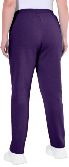 Ulla Popken Basic Drawstring Elastic Waist Cotton Blend Joggers Deep Violet - Jeans & Calças Femininas em Tamanhos Grandes – Plus Size - 