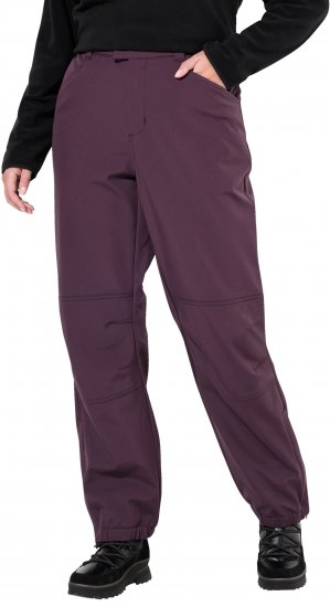 Ulla Popken Softshell Triple Function Fleece Lined Pants Dark Blackberry - Jeans & Calças Femininas em Tamanhos Grandes – Plus Size - 