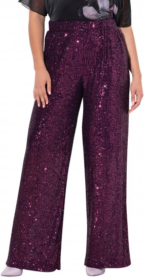 Ulla Popken Wide Leg Sequined Pants Mulberry - Jeans & Calças Femininas em Tamanhos Grandes – Plus Size - 