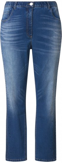 Ulla Popken Rhinestone Detail Stretch Fit Jeans Denim Blue - Jeans & Calças Femininas em Tamanhos Grandes – Plus Size - 