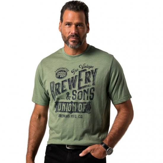 JP1880 T-Shirt Short Sleeve Chest Print Eucalyptus Green - T-shirts - T-shirts Homem Tamanhos Grandes