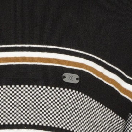 Kam Jeans 93 Stripe 1/4 Zipper Knitted Sweater Black - Sweatshirts & hoodies - Sweatshirt & Camisolas com Capuz tamanhos grandes