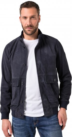JP1880 Soft Goatskin Suede Leather Jacket Navy - Casacos de cabedal - Casacos de couro em tamanhos grandes