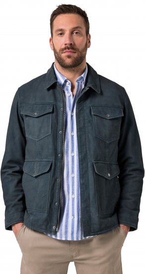 JP1880 Fine Lamb Leather Jacket Deep Sea Blue - Casacos - Casacos Homem Tamanhos Grandes