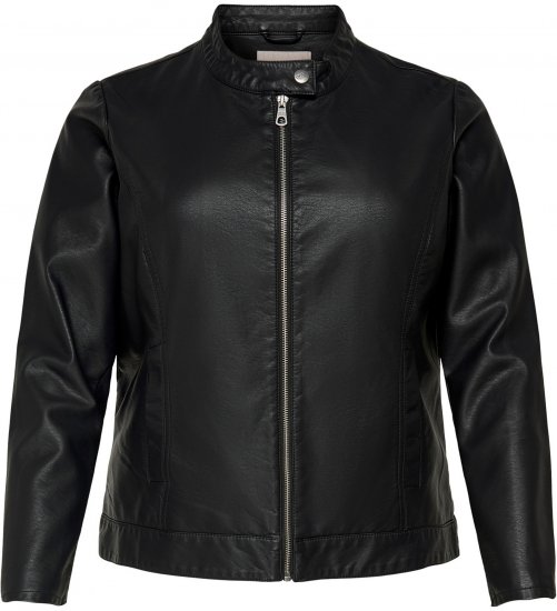 Only Carmakoma Robber Leather Jacket Black - Casacos de couro - 
