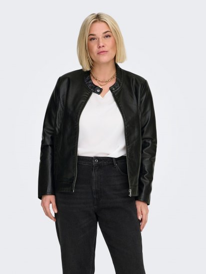 Only Carmakoma Robber Leather Jacket Black - Casacos de couro - 