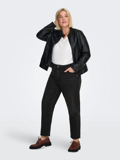 Only Carmakoma Robber Leather Jacket Black - Casacos de couro - 