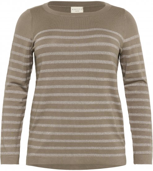 Kaffe Curve Linia Boatneck Pullover Morel Melange with Silver Lurex - Camisolas de malha - 