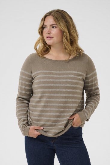 Kaffe Curve Linia Boatneck Pullover Morel Melange with Silver Lurex - Camisolas de malha - 