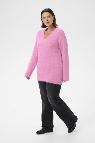 Kaffe Curve Emilia Pullover Pink Power Melange - Camisolas de malha - 