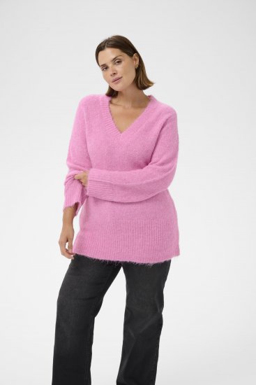 Kaffe Curve Emilia Pullover Pink Power Melange - Camisolas de malha - 