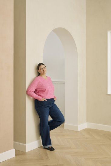 Kaffe Curve Emilia Pullover Pink Power Melange - Camisolas de malha - 