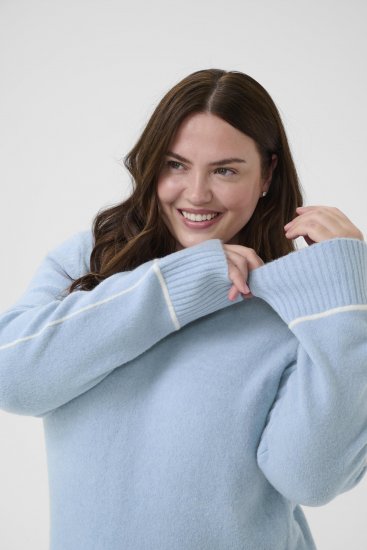 Kaffe Curve Jina Knit Pullover Powder Blue Melange - Camisolas de malha - 
