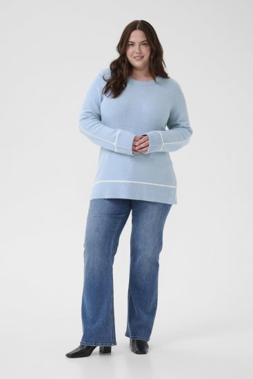 Kaffe Curve Jina Knit Pullover Powder Blue Melange - Camisolas de malha - 