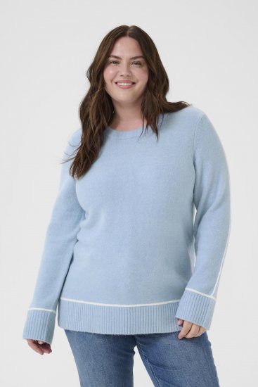Kaffe Curve Jina Knit Pullover Powder Blue Melange - Camisolas de malha - 