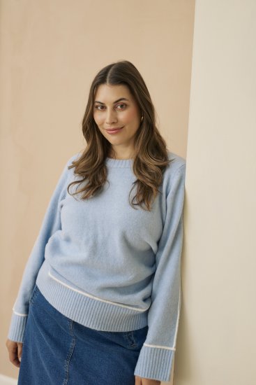 Kaffe Curve Jina Knit Pullover Powder Blue Melange - Camisolas de malha - 