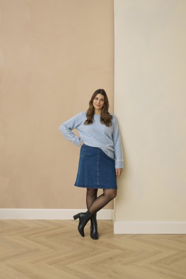 Kaffe Curve Jina Knit Pullover Powder Blue Melange - Camisolas de malha - 