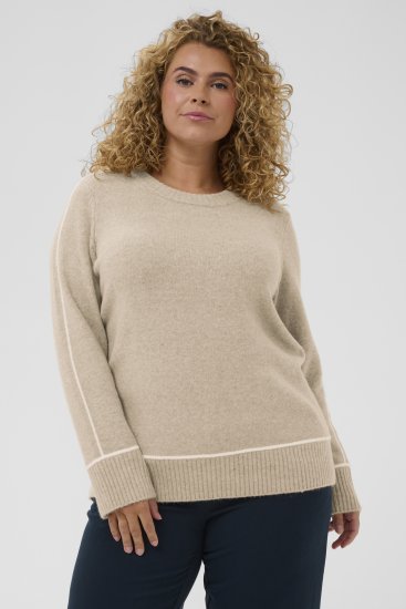 Kaffe Curve Jina Knit Pullover Feather Grey Melange - Camisolas de malha - 