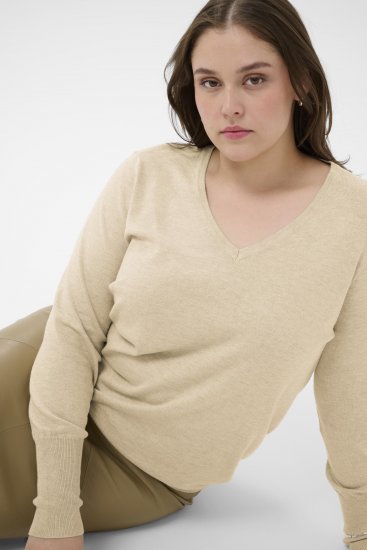 Kaffe Curve Lizzy Long Sleeve Pullover Feather Grey Melange - Camisolas de malha - 