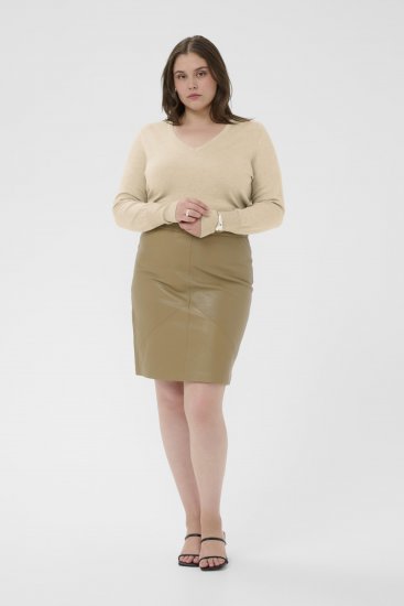 Kaffe Curve Lizzy Long Sleeve Pullover Feather Grey Melange - Camisolas de malha - 
