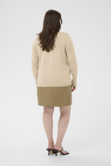 Kaffe Curve Lizzy Long Sleeve Pullover Feather Grey Melange - Camisolas de malha - 