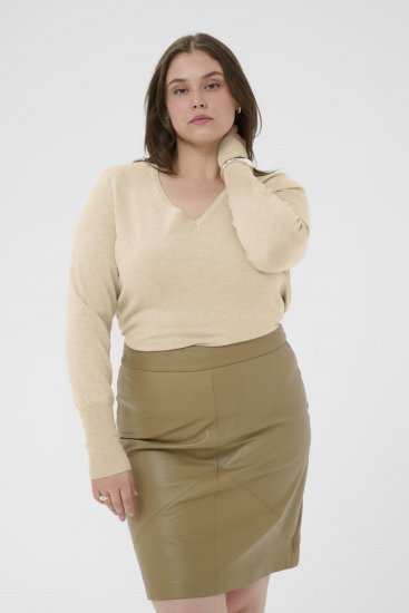 Kaffe Curve Lizzy Long Sleeve Pullover Feather Grey Melange - Camisolas de malha - 