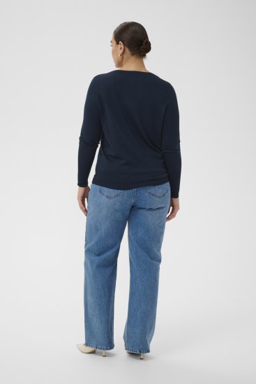 Kaffe Curve Lizzy Long Sleeve Pullover Midnight Marine - Camisolas de malha - 