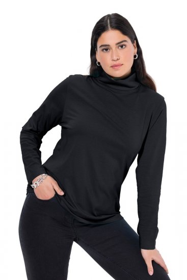 Ulla Popken Basic Long Sleeve Slim Fit Turtleneck Black - Sweatshirts & hoodies - Sweatshirts, Hoodies e Malhas Aconchegantes