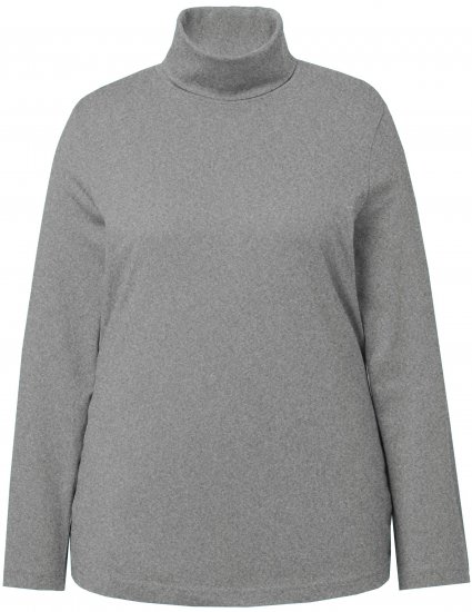Ulla Popken Basic Long Sleeve Slim Fit Turtleneck Light Grey Melange - Sweatshirts & hoodies - 