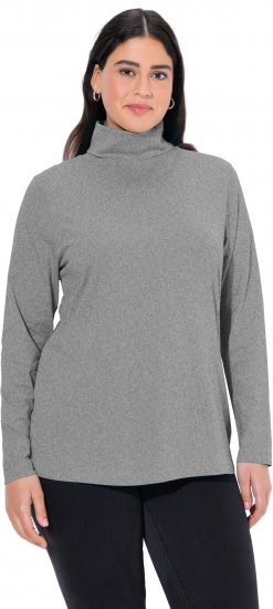 Ulla Popken Basic Long Sleeve Slim Fit Turtleneck Light Grey Melange - Sweatshirts & hoodies - 