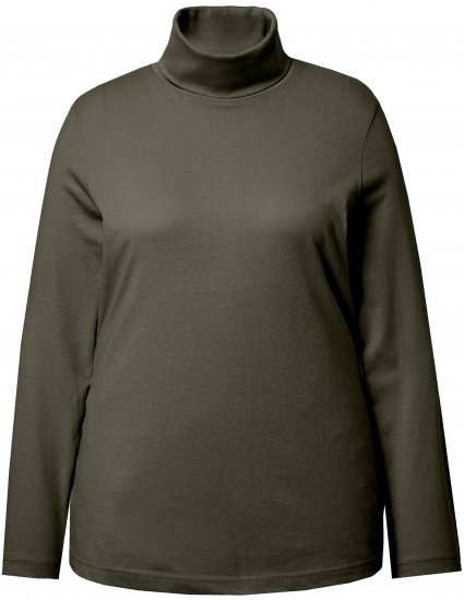 Ulla Popken Basic Long Sleeve Slim Fit Turtleneck Olive - Sweatshirts & hoodies - 