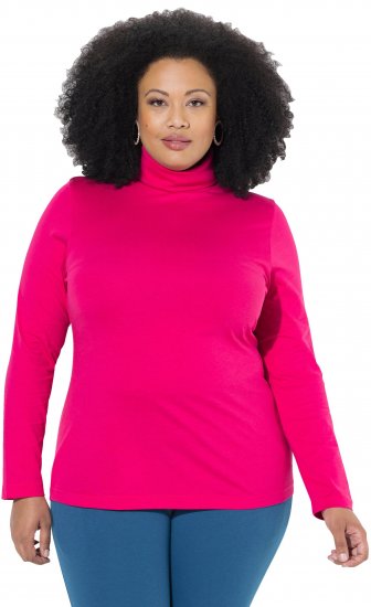 Ulla Popken Basic Long Sleeve Slim Fit Turtleneck Red Pink - Sweatshirts & hoodies - 