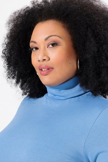 Ulla Popken Basic Long Sleeve Slim Fit Turtleneck Light Cornflower - Sweatshirts & hoodies - Sweatshirts, Hoodies e Malhas Aconchegantes