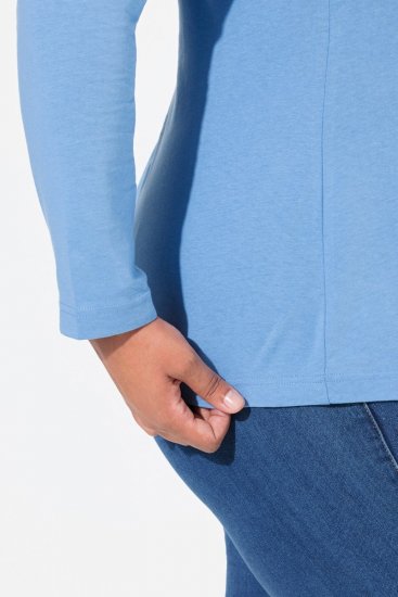 Ulla Popken Basic Long Sleeve Slim Fit Turtleneck Light Cornflower - Sweatshirts & hoodies - Sweatshirts, Hoodies e Malhas Aconchegantes