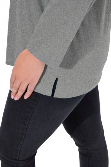 Ulla Popken Back To Basics V-Neck Relaxed Fit Cotton Tee Light Grey Melange - T-shirts - T-shirts femininas