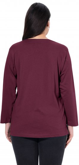 Ulla Popken Back To Basics V-Neck Relaxed Fit Cotton Tee Dark Berry - T-shirts - 