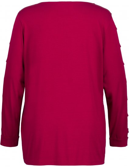 Ulla Popken Rhinestone Accent Statement Cutout Sleeve Stretch Knit Top Wine Red - T-shirts estampadas para mulher - 