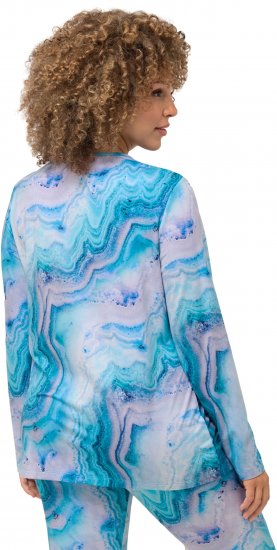 Ulla Popken Marble Ski Top with Gaiter Bright Turquoise - T-shirts estampadas para mulher - 