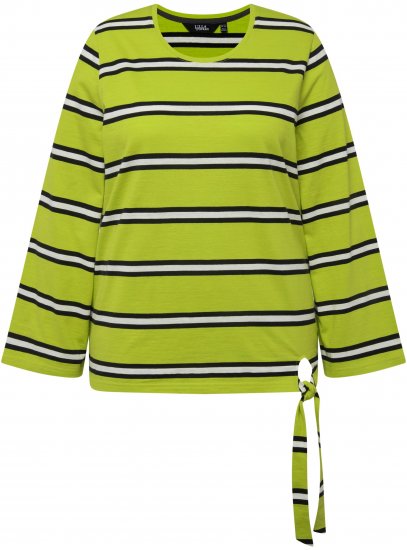 Ulla Popken Striped Hem Long Sleeve Tee Apple Green - T-shirts estampadas para mulher - 