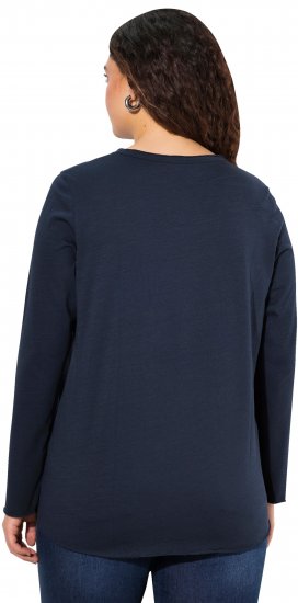 Ulla Popken Star Long Sleeve Graphic Tee Navy Blue - T-shirts estampadas para mulher - 