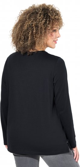 Ulla Popken Metallic Graphic Holiday Tee Black - T-shirts estampadas para mulher - 
