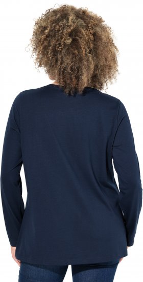 Ulla Popken Metallic Graphic Holiday Tee Navy - T-shirts estampadas para mulher - 