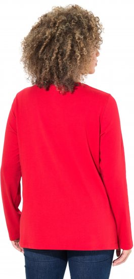 Ulla Popken Metallic Graphic Holiday Tee Salsa Red - T-shirts estampadas para mulher - 