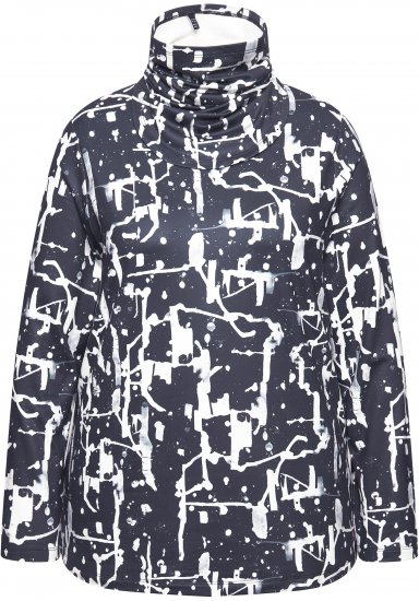 Ulla Popken Quick Drying Abstract Print Tee Black - T-shirts estampadas para mulher - 