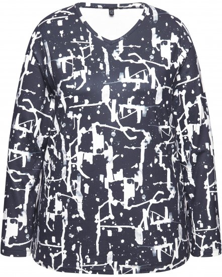 Ulla Popken Quick Drying Abstract Print Tee Black - T-shirts estampadas para mulher - 